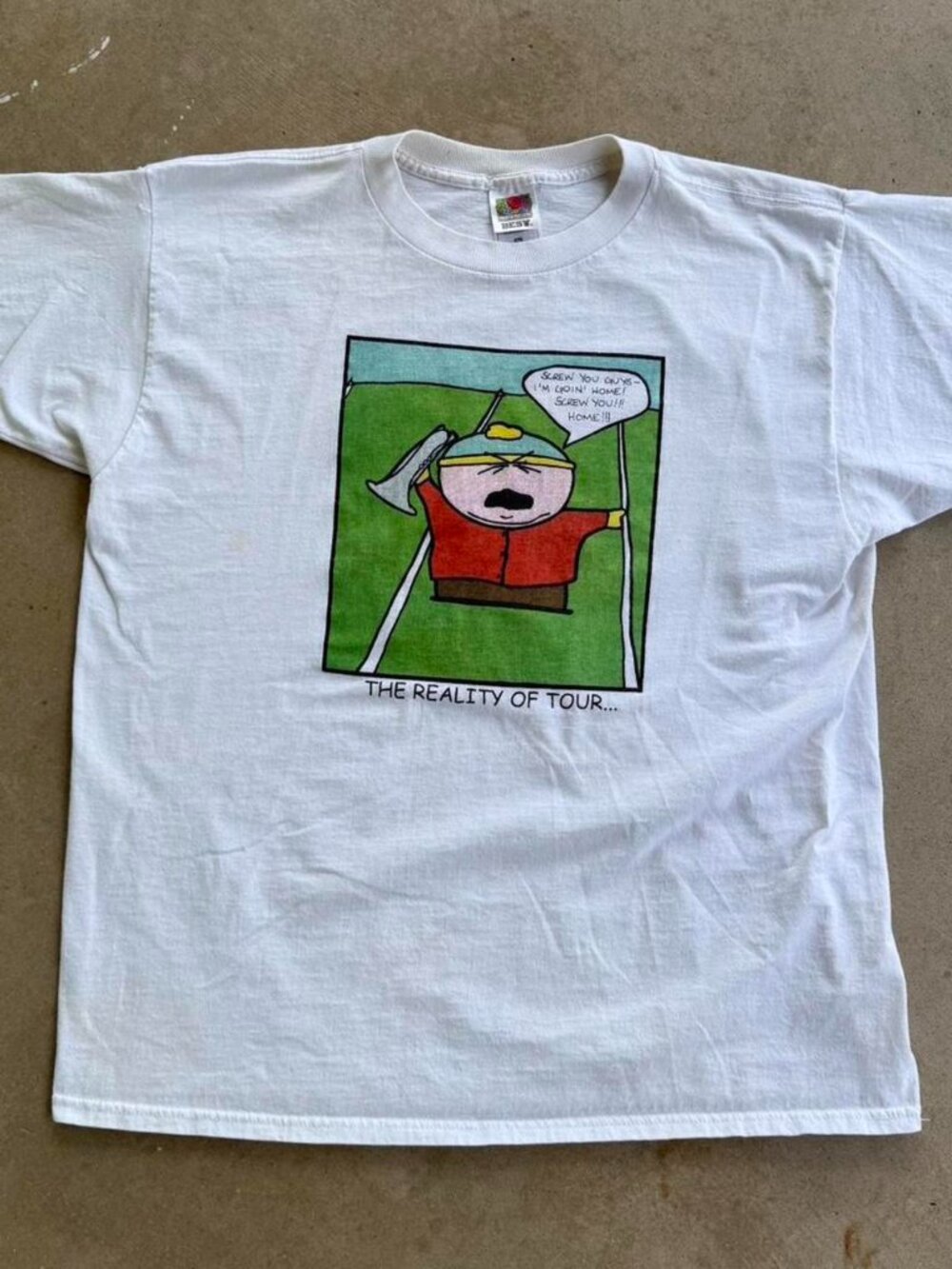 1990s Eric Cartman South Park Parody “The Reality Of Tour” White Vintage T Shirt